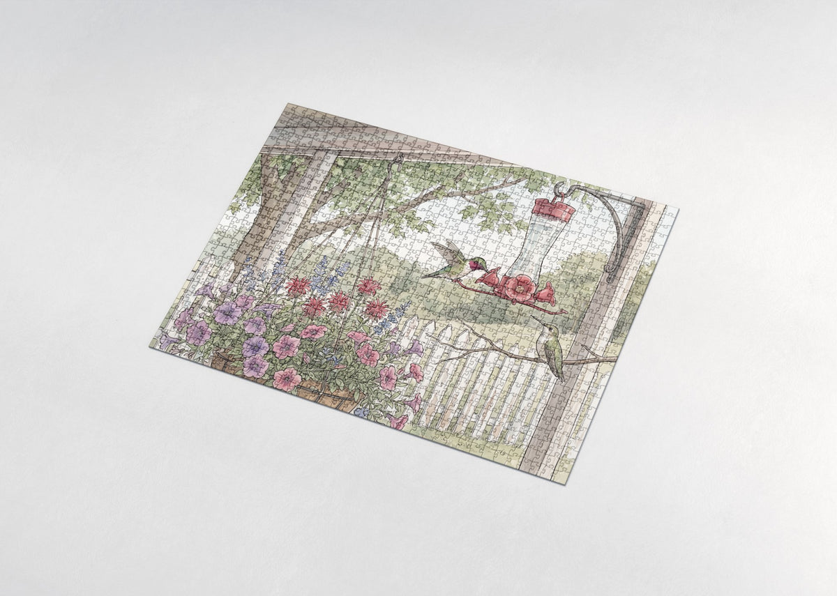 Ruby Throated Hummingbird at the Feeder jigsaw puzzle - assembled puzzle