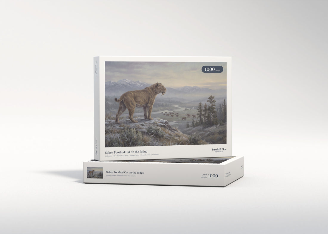 Saber Toothed Cat on the Ridge jigsaw puzzle - gift box