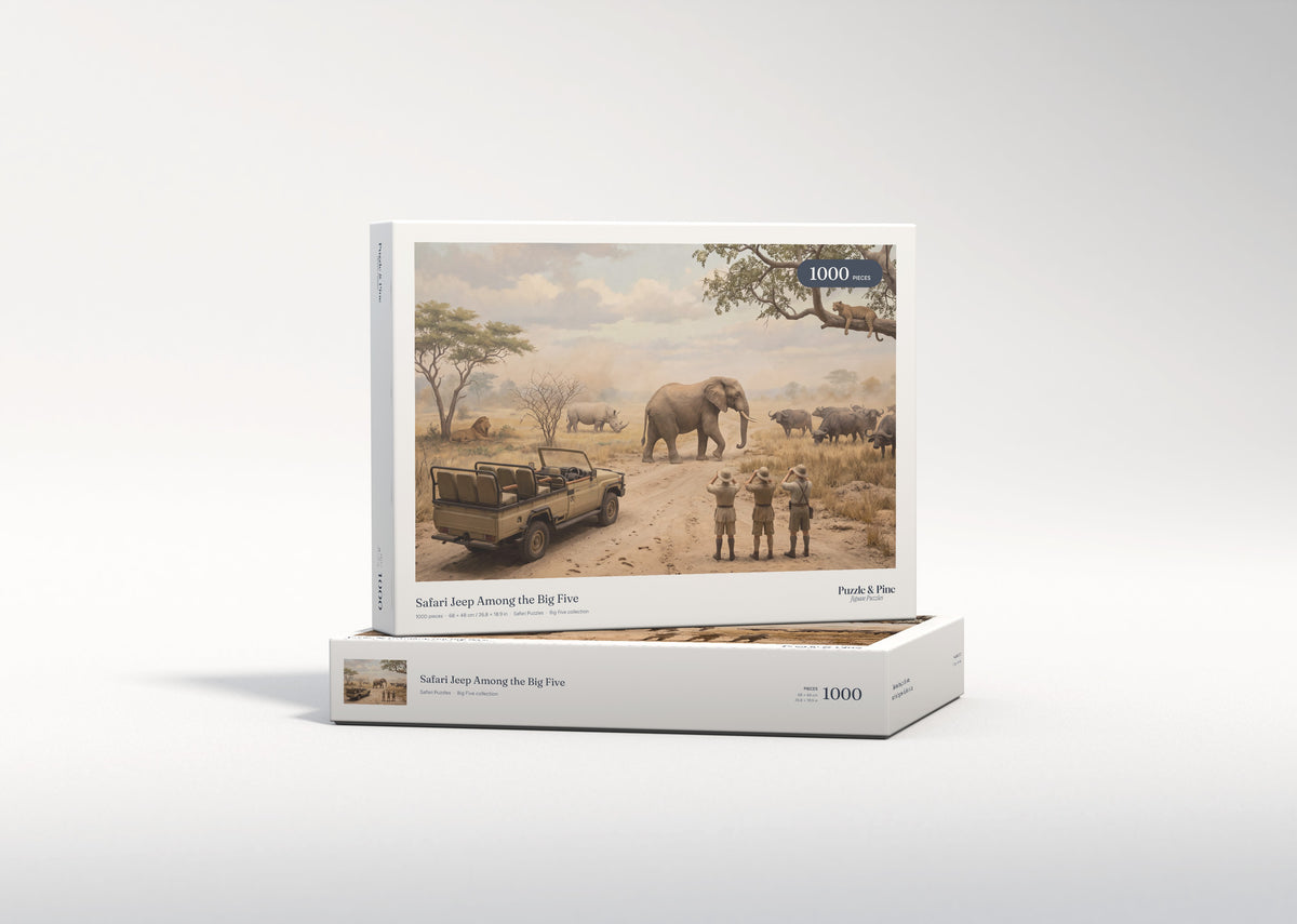 Safari Jeep Among the Big Five jigsaw puzzle - gift box