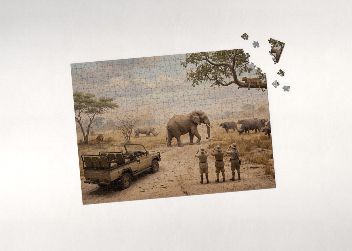 Safari Jeep Among the Big Five jigsaw puzzle - puzzle with loose pieces