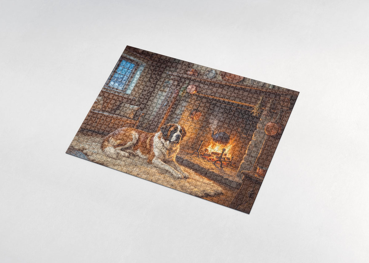 Saint Bernard by the Great Hearth jigsaw puzzle - assembled puzzle