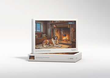 Saint Bernard by the Great Hearth jigsaw puzzle - gift box