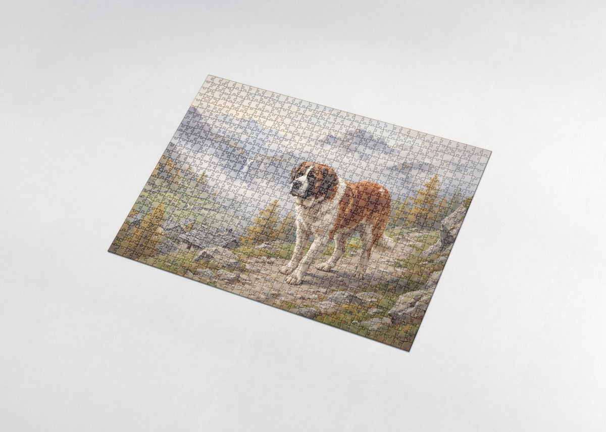 Saint Bernard in the Misty Valley Morning jigsaw puzzle - assembled puzzle