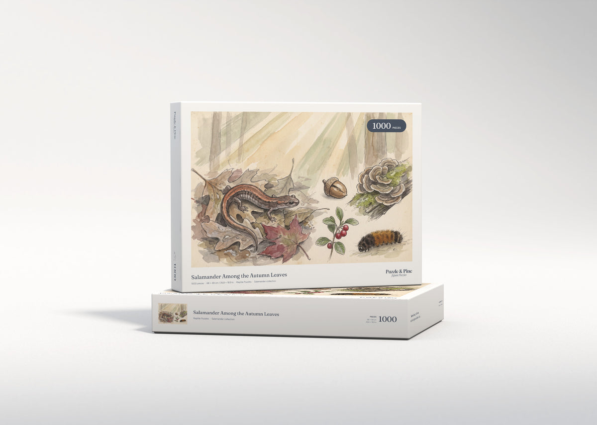 Salamander Among the Autumn Leaves jigsaw puzzle - gift box