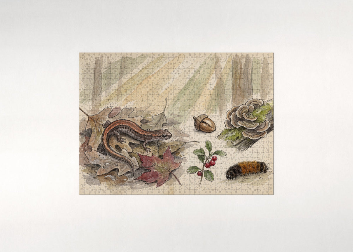 Salamander Among the Autumn Leaves jigsaw puzzle - flat puzzle