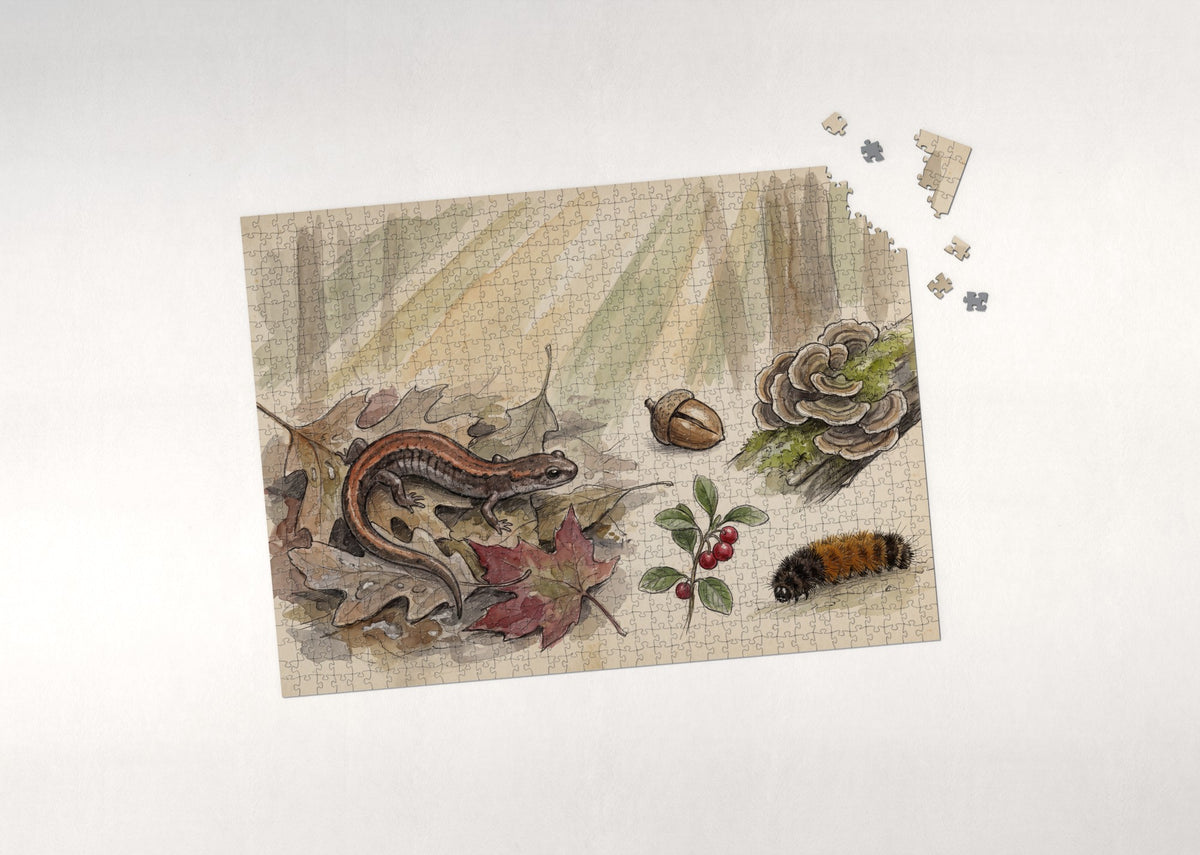 Salamander Among the Autumn Leaves jigsaw puzzle - puzzle with loose pieces