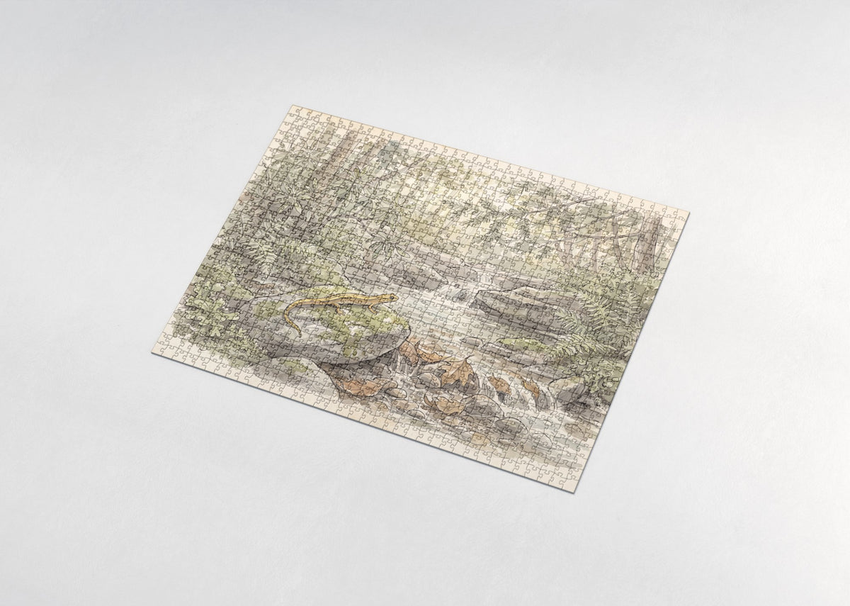 Salamander at the Woodland Stream jigsaw puzzle - assembled puzzle