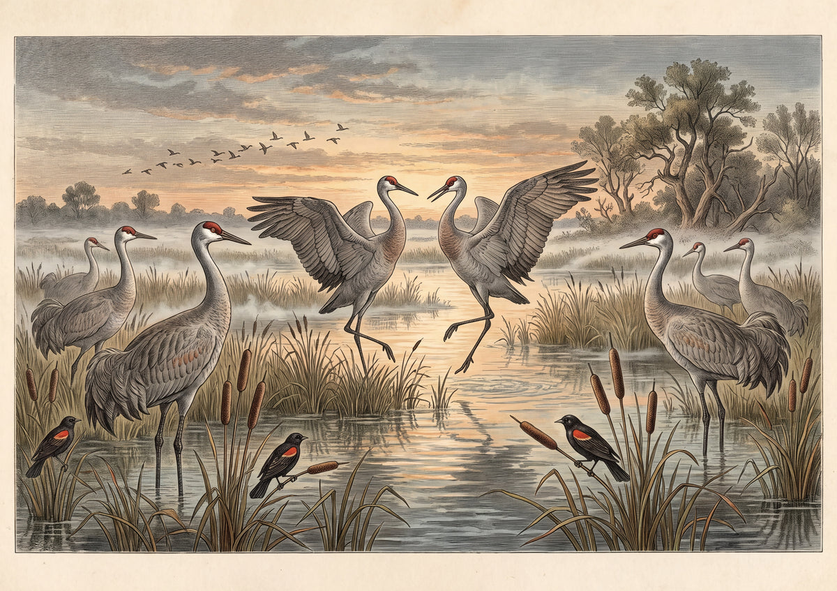 Sandhill Cranes at the Marsh Sunrise jigsaw puzzle
