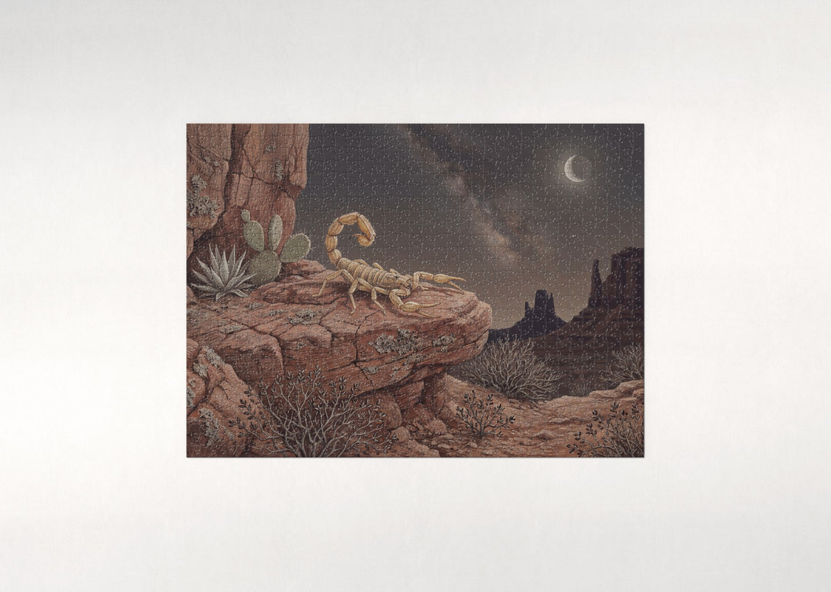 Scorpion on the Red Rock at Night jigsaw puzzle - flat puzzle