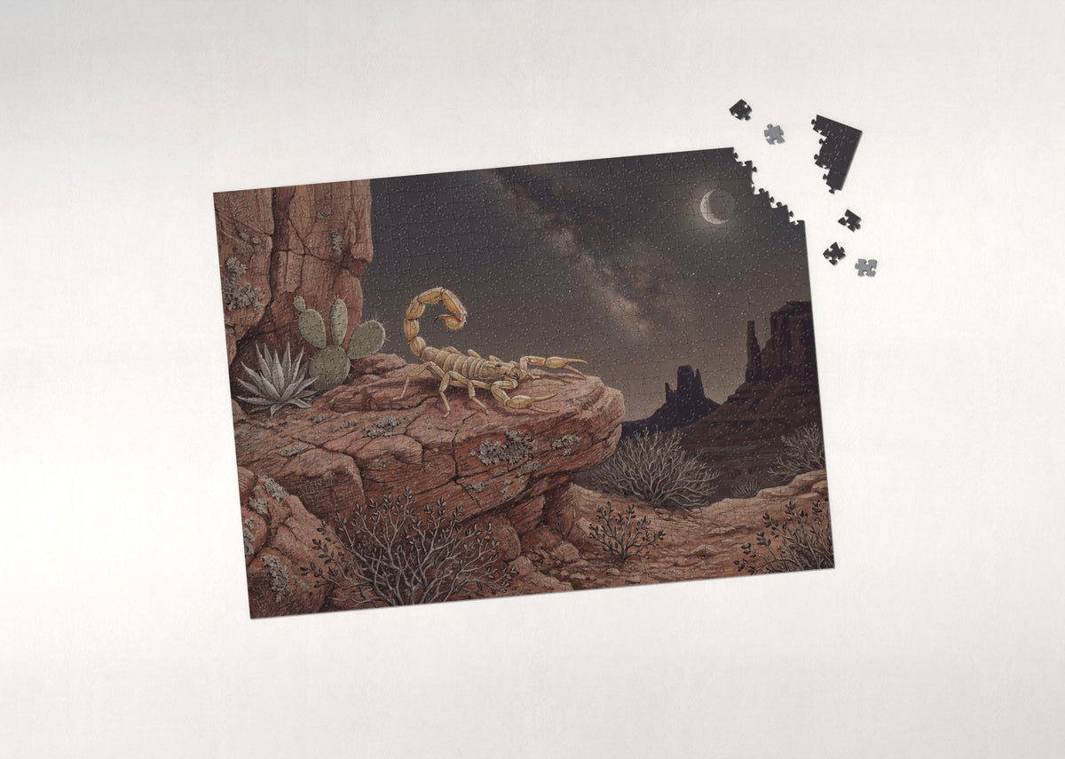 Scorpion on the Red Rock at Night jigsaw puzzle - puzzle with loose pieces