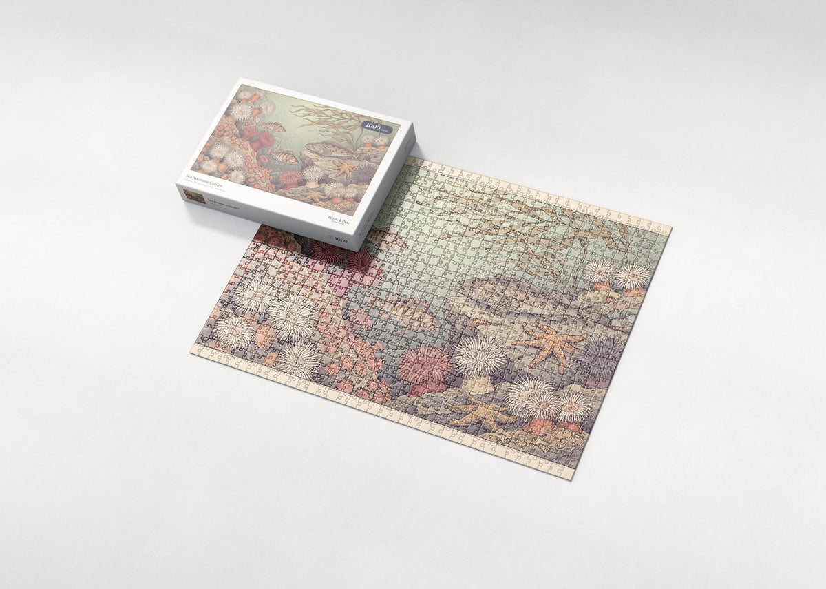 Sea Anemone Garden jigsaw puzzle - box and puzzle