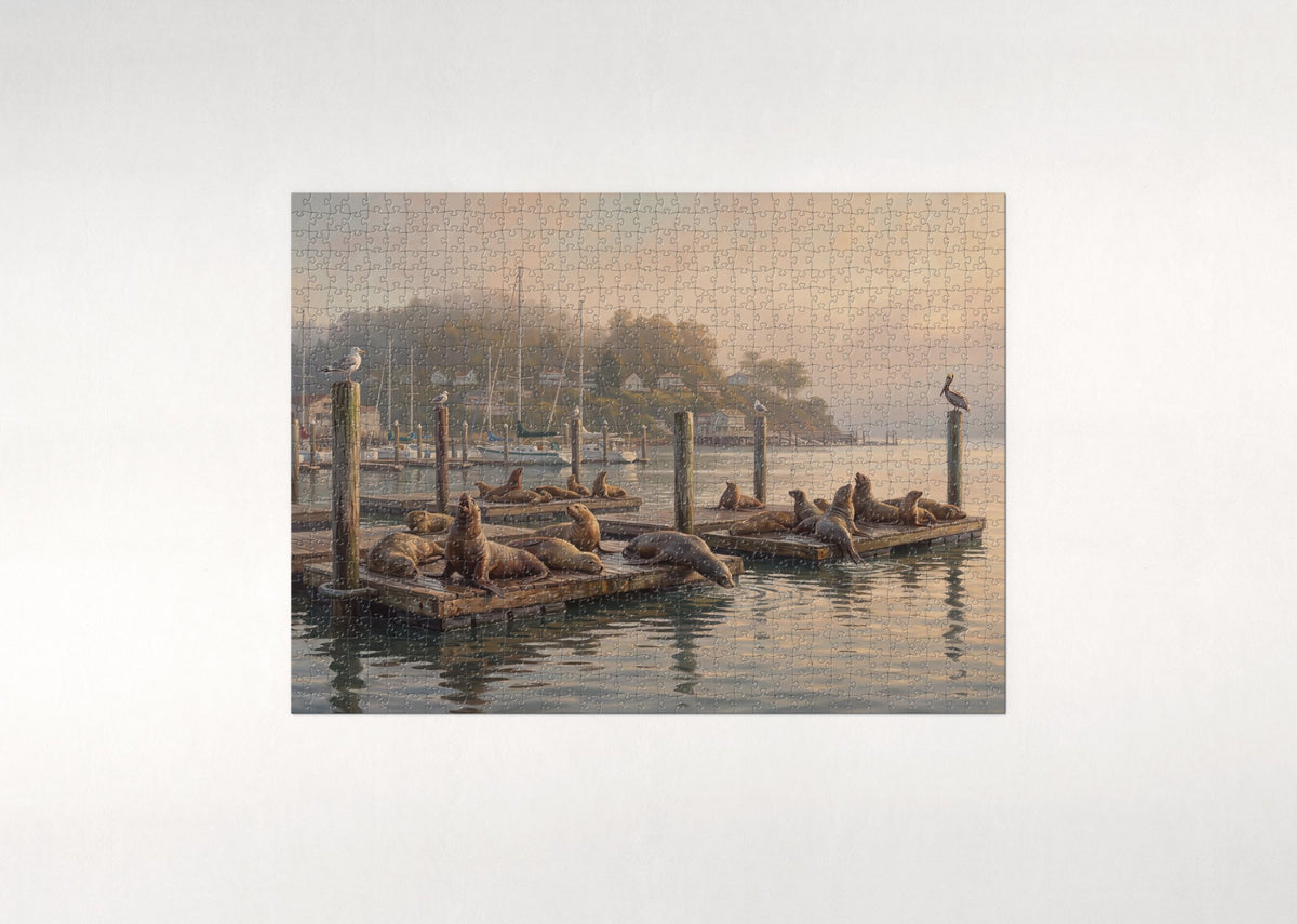 Sea Lions on the Pier jigsaw puzzle - flat puzzle