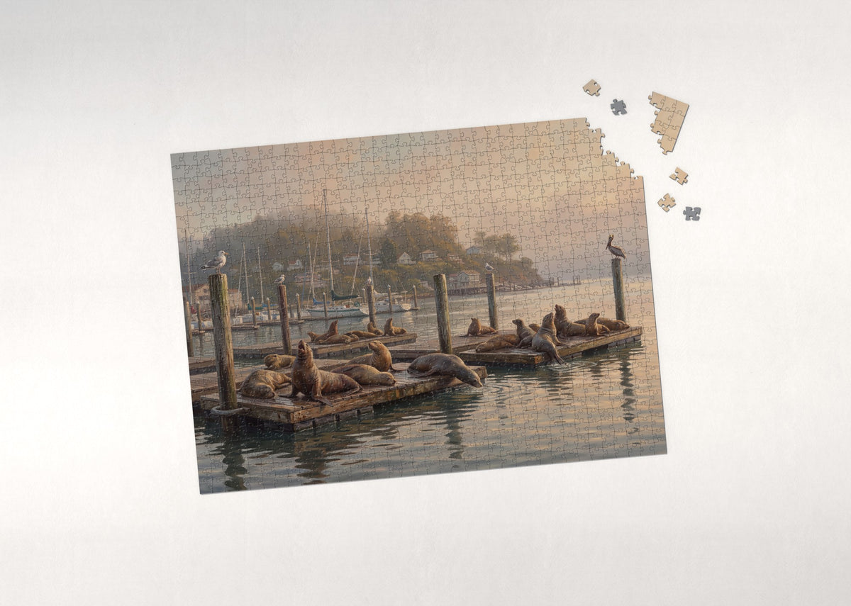 Sea Lions on the Pier jigsaw puzzle - puzzle with loose pieces