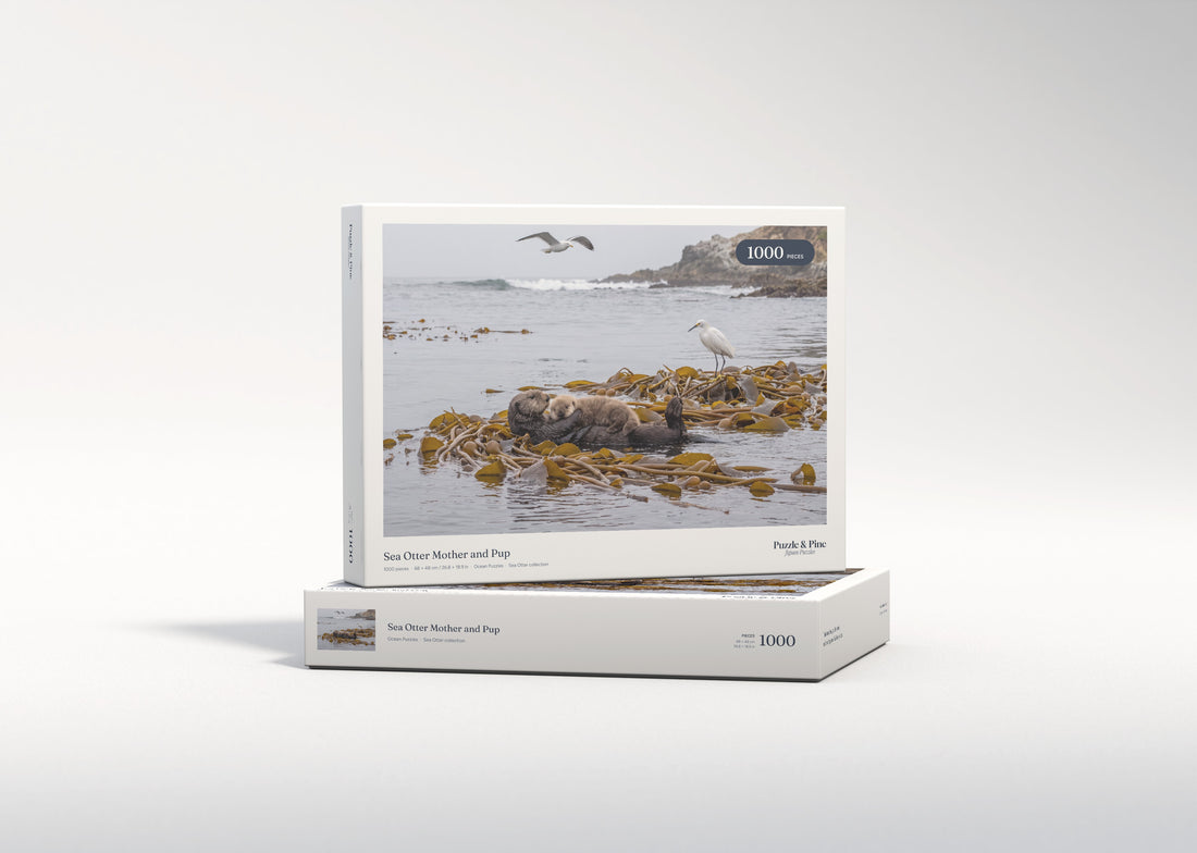 Sea Otter Mother and Pup jigsaw puzzle - gift box