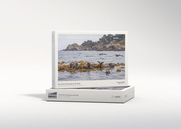 Sea Otters Floating in the Kelp jigsaw puzzle - gift box