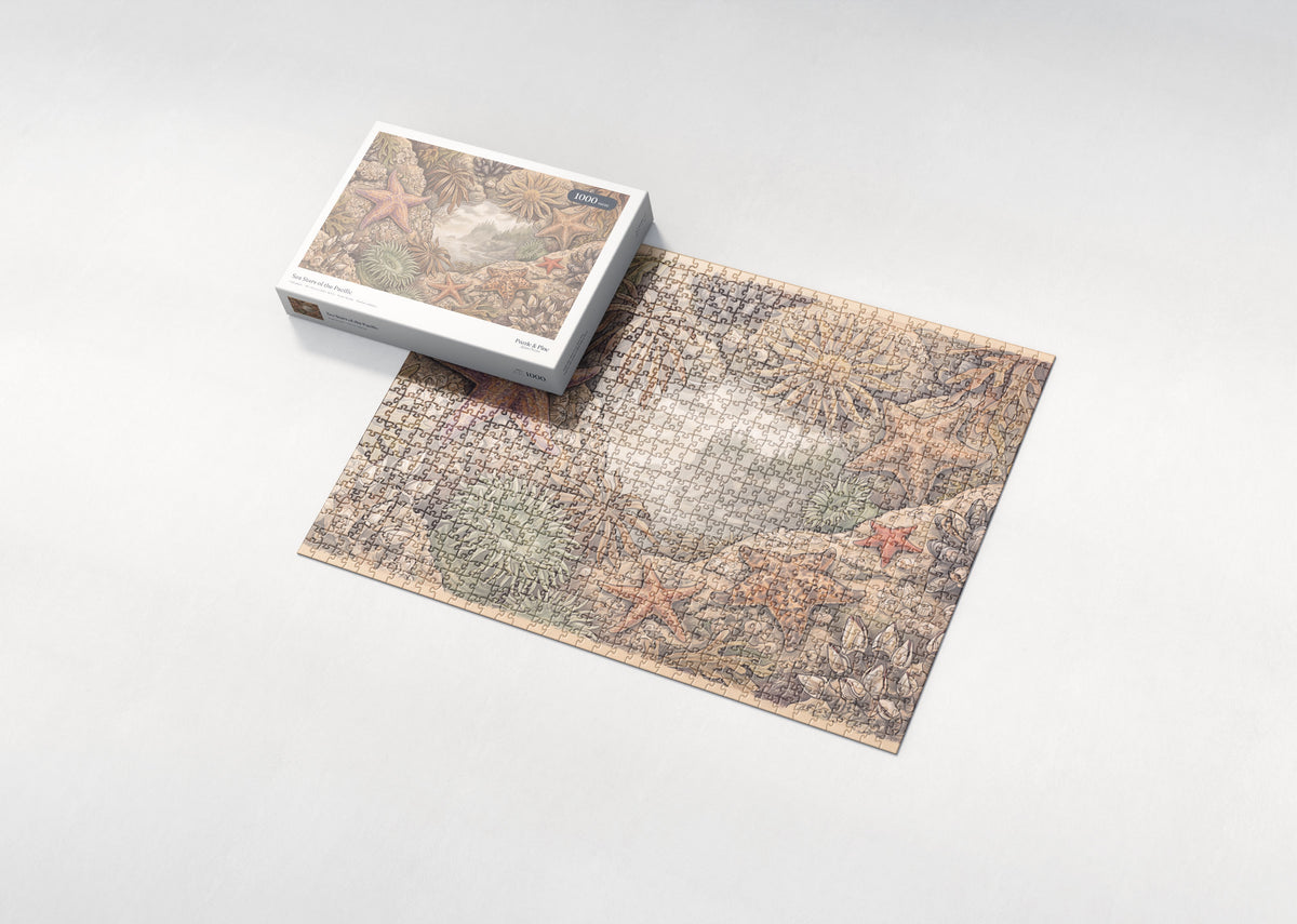 Sea Stars of the Pacific jigsaw puzzle - box and puzzle