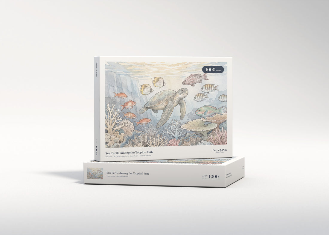 Sea Turtle Among the Tropical Fish jigsaw puzzle - gift box