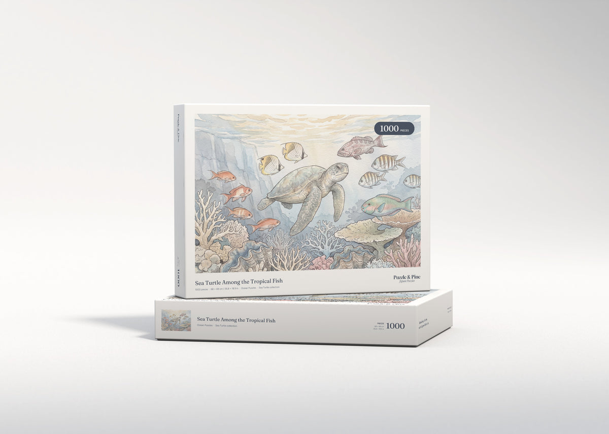 Sea Turtle Among the Tropical Fish jigsaw puzzle - gift box