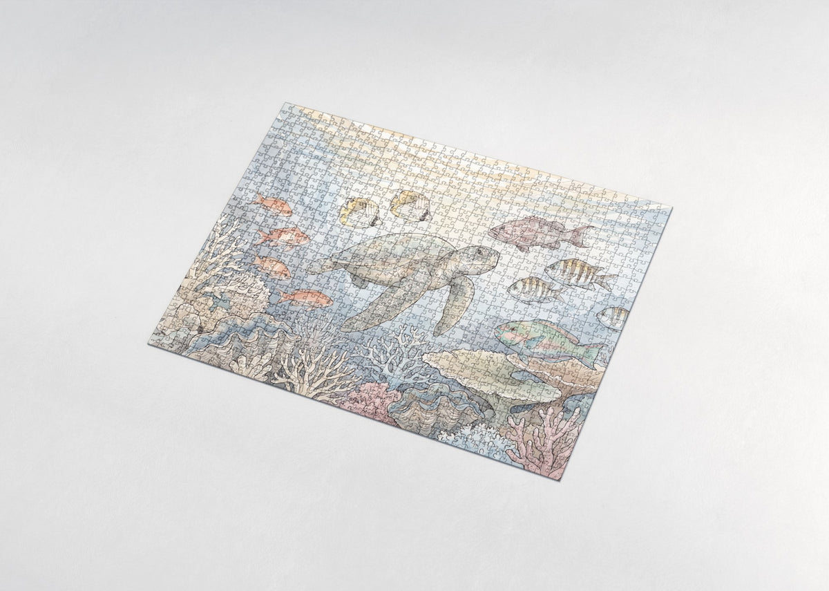 Sea Turtle Among the Tropical Fish jigsaw puzzle - assembled puzzle
