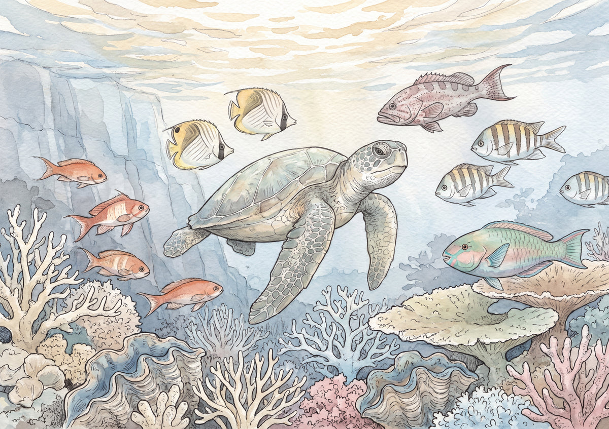 Sea Turtle Among the Tropical Fish jigsaw puzzle