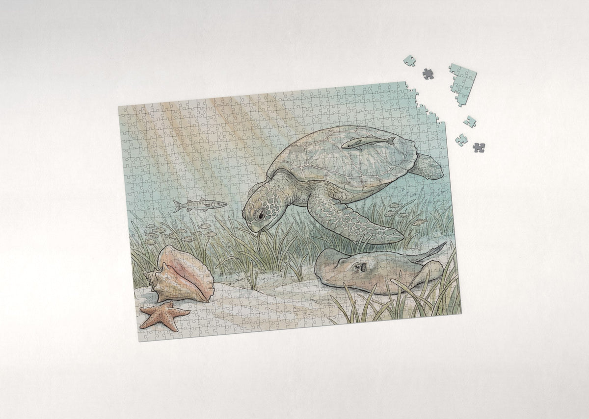 Sea Turtle at the Seagrass Meadow jigsaw puzzle - puzzle with loose pieces