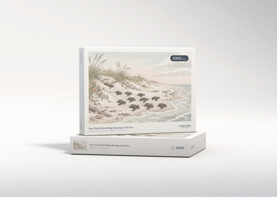 Sea Turtle Hatchlings Racing to the Sea jigsaw puzzle - gift box