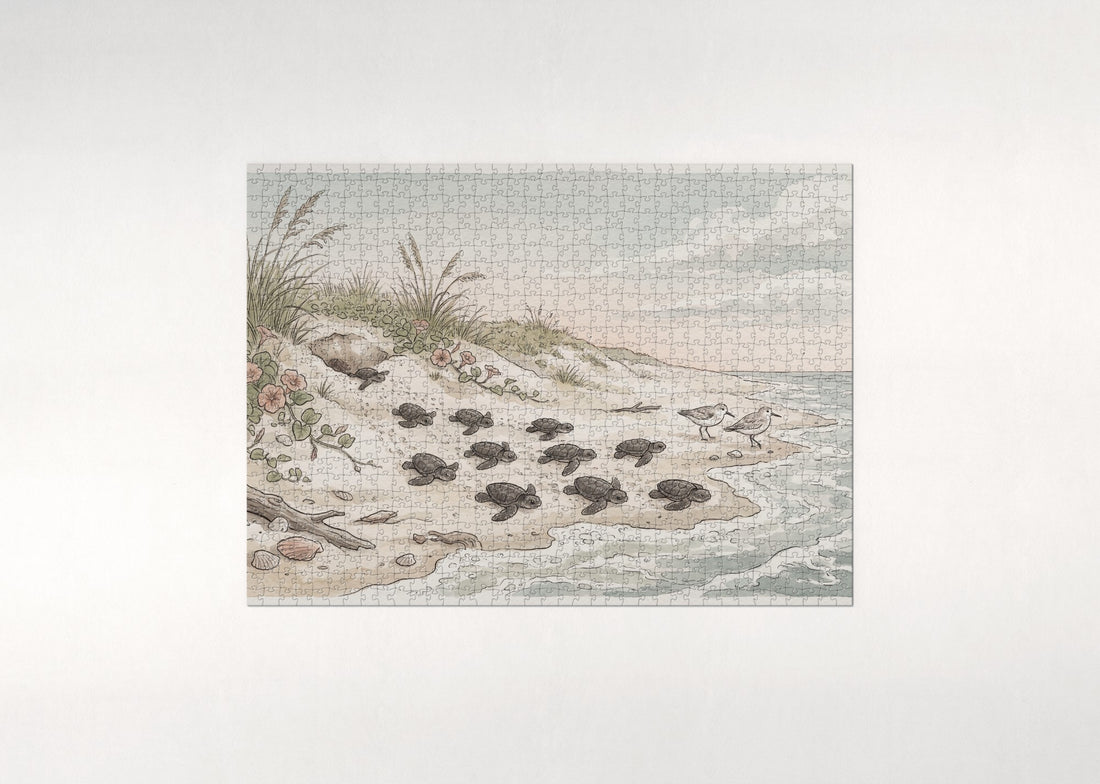 Sea Turtle Hatchlings Racing to the Sea jigsaw puzzle - gift box