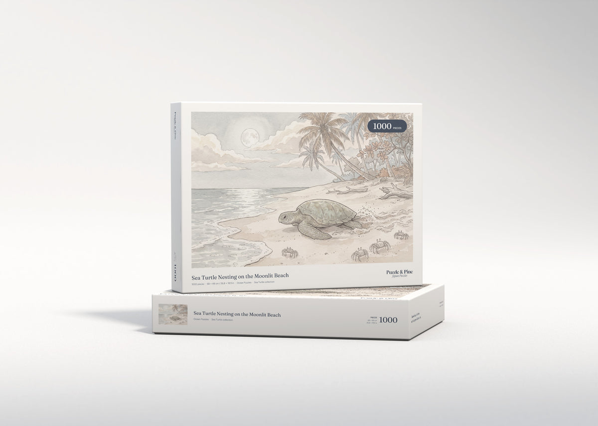 Sea Turtle Nesting on the Moonlit Beach jigsaw puzzle - gift box