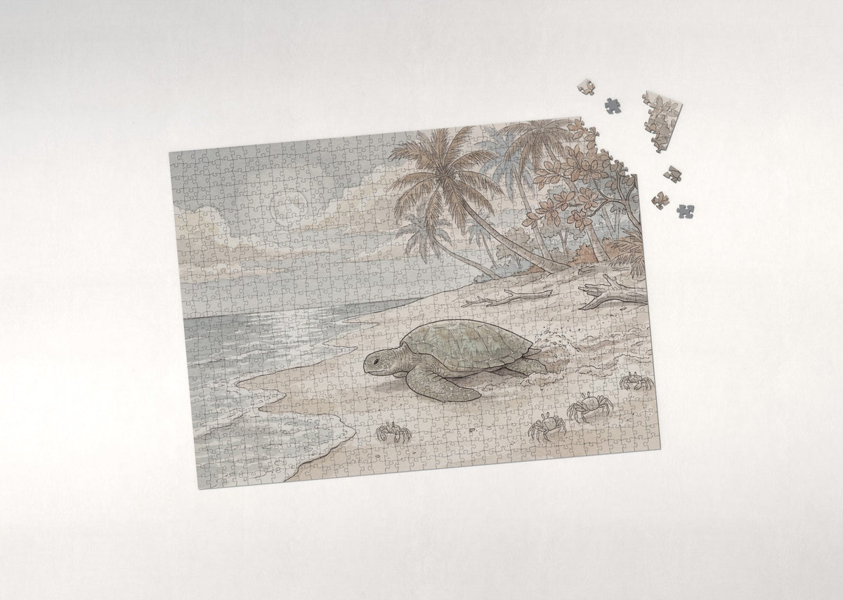 Sea Turtle Nesting on the Moonlit Beach jigsaw puzzle - puzzle with loose pieces