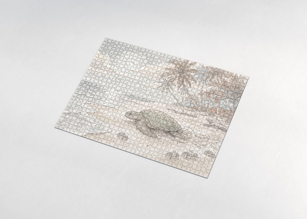 Sea Turtle Nesting on the Moonlit Beach jigsaw puzzle - assembled puzzle