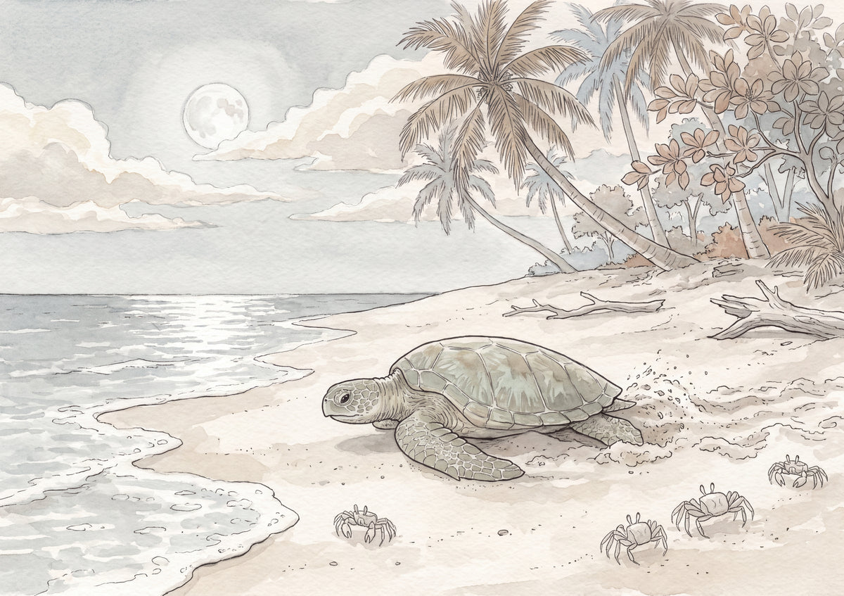 Sea Turtle Nesting on the Moonlit Beach jigsaw puzzle