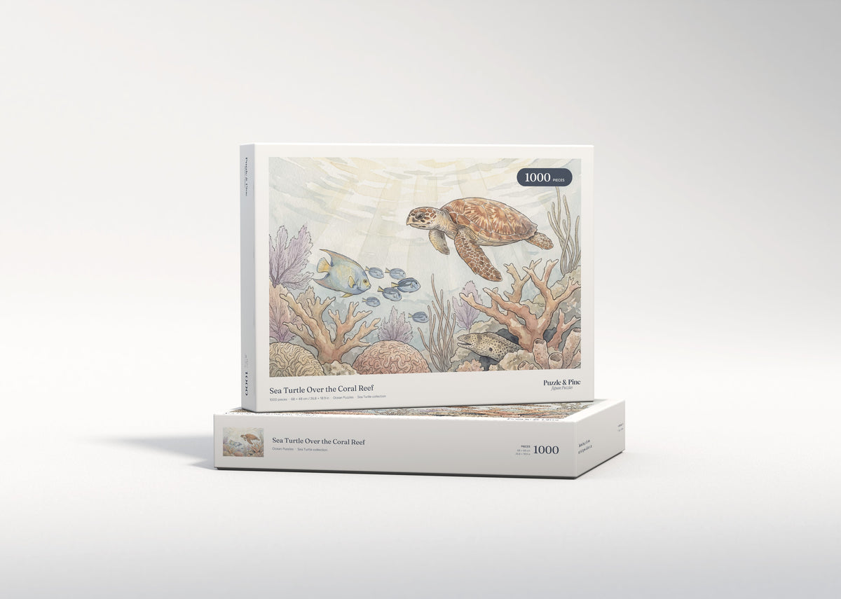 Sea Turtle Over the Coral Reef jigsaw puzzle - gift box