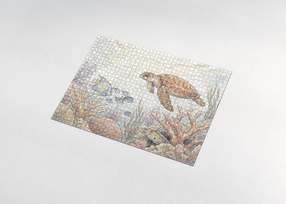 Sea Turtle Over the Coral Reef jigsaw puzzle - assembled puzzle