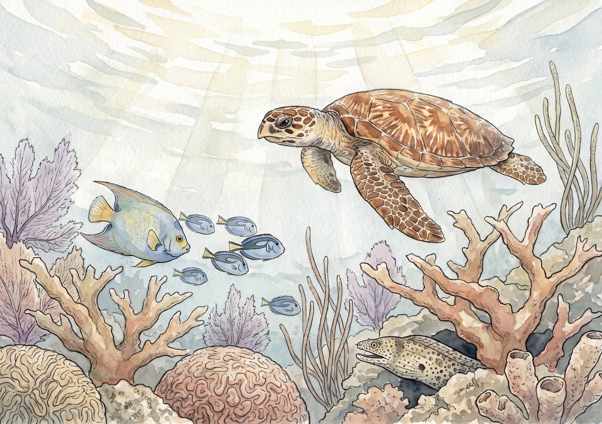 Sea Turtle Over the Coral Reef jigsaw puzzle