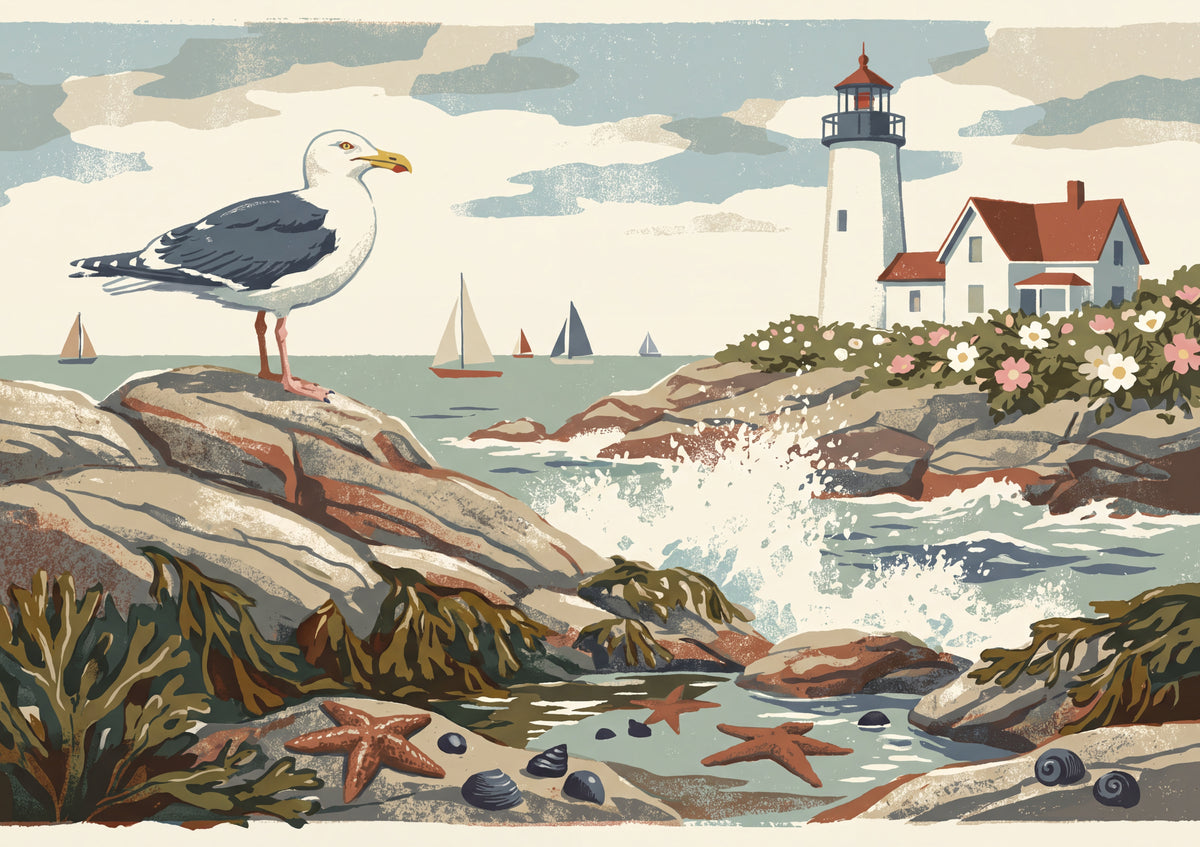 Seagull at the Lighthouse Rocks jigsaw puzzle