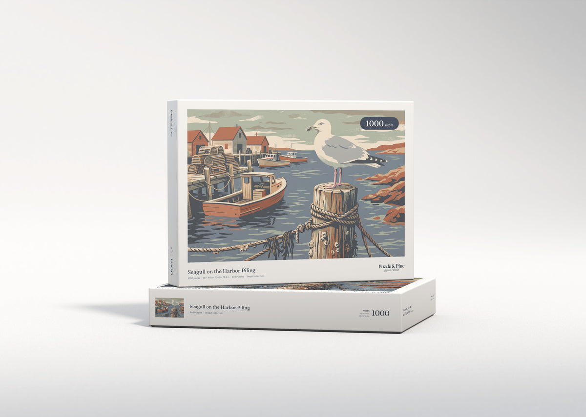 Seagull on the Harbor Piling jigsaw puzzle - gift box