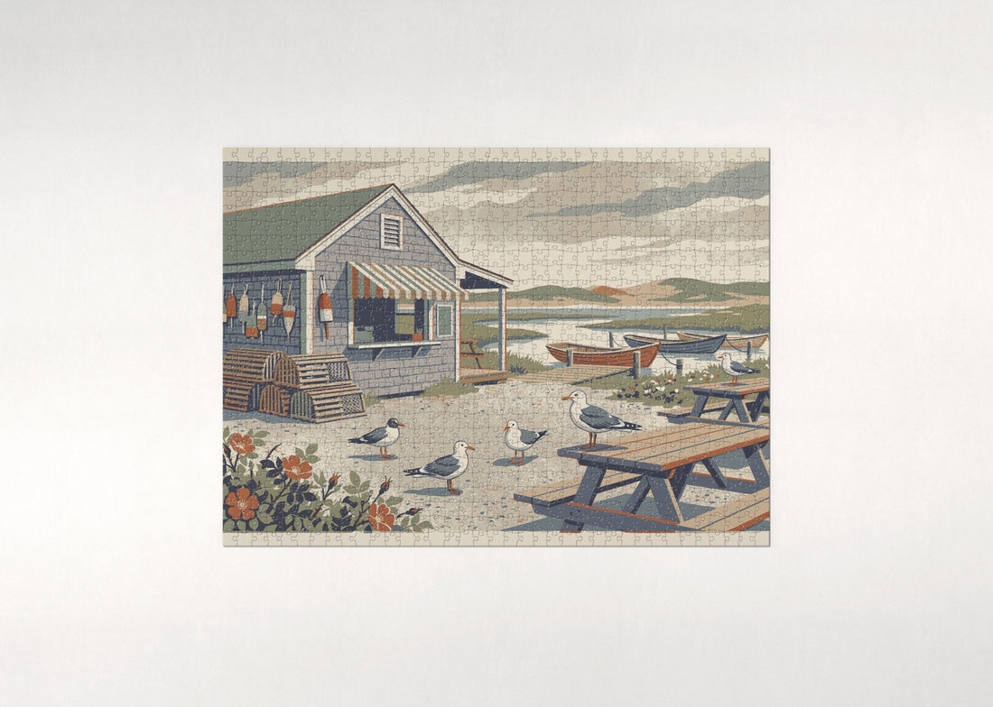 Seagulls at the Clam Shack jigsaw puzzle - gift box