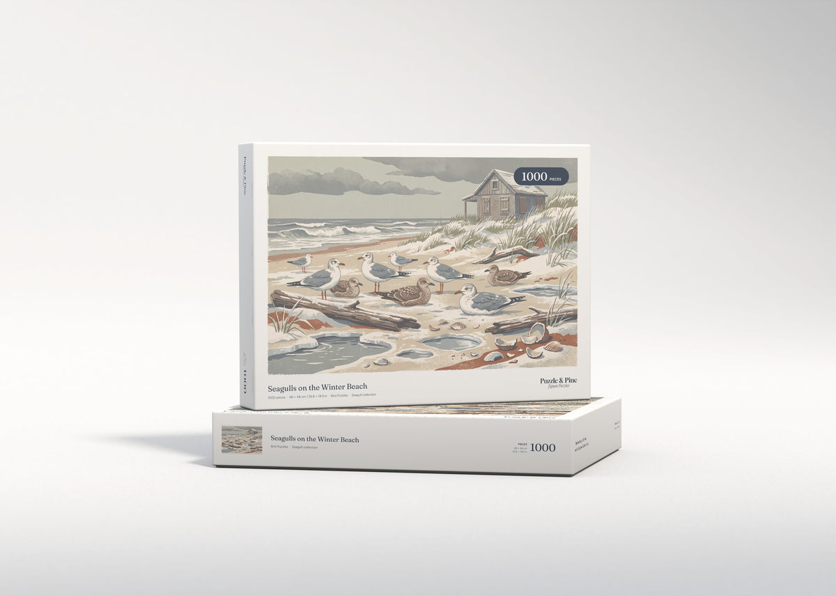Seagulls on the Winter Beach jigsaw puzzle - gift box