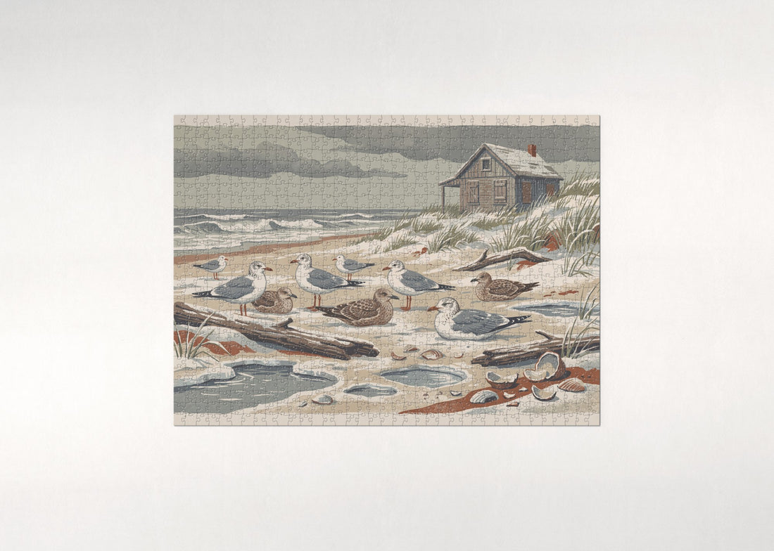 Seagulls on the Winter Beach jigsaw puzzle - gift box