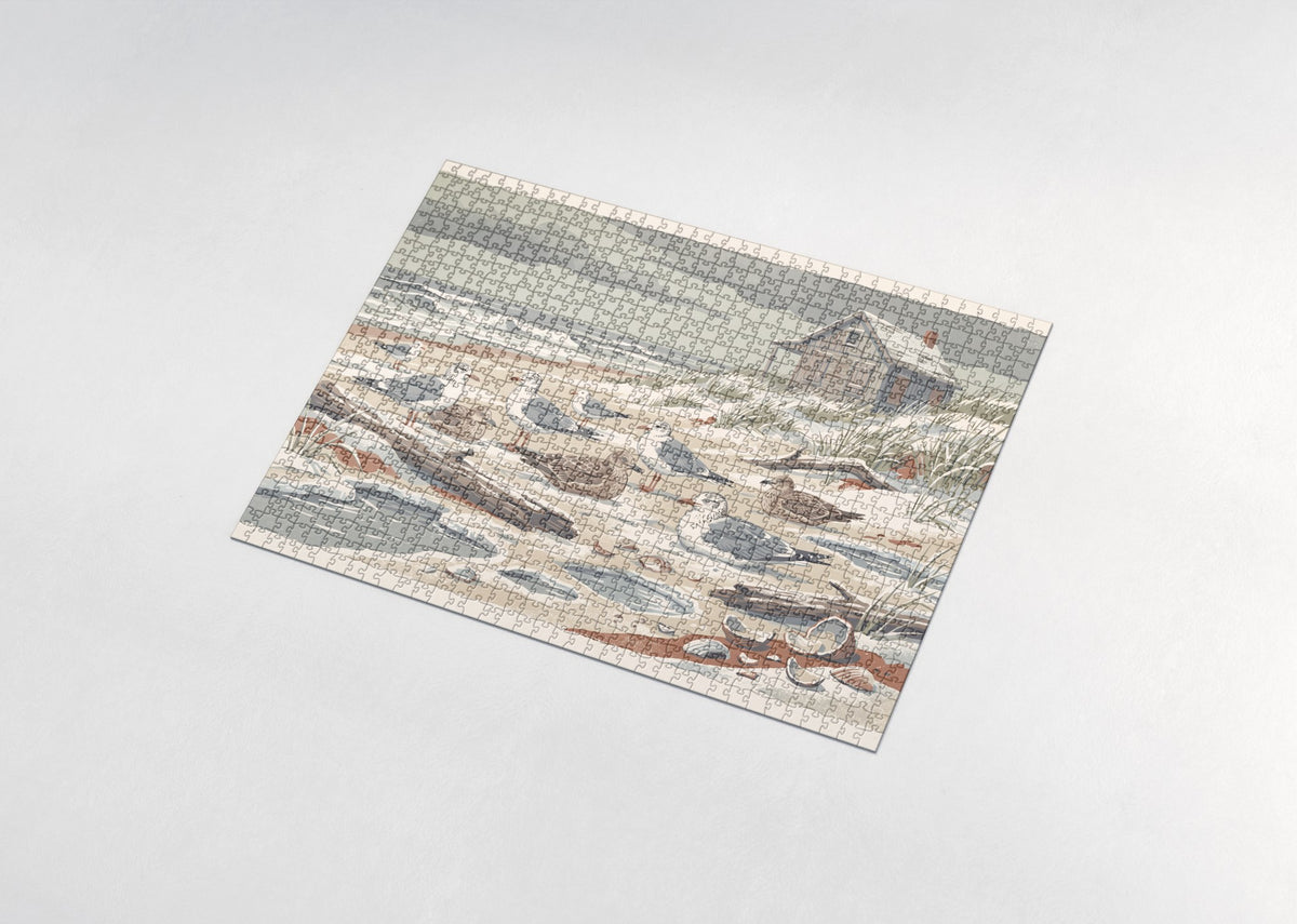 Seagulls on the Winter Beach jigsaw puzzle - assembled puzzle