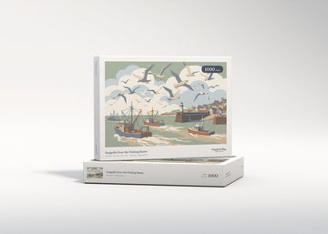 Seagulls Over the Fishing Boats jigsaw puzzle - gift box