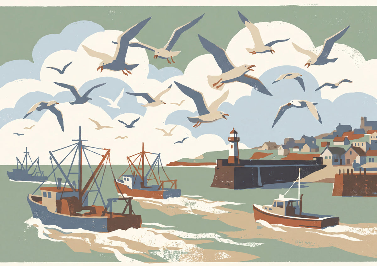 Seagulls Over the Fishing Boats jigsaw puzzle