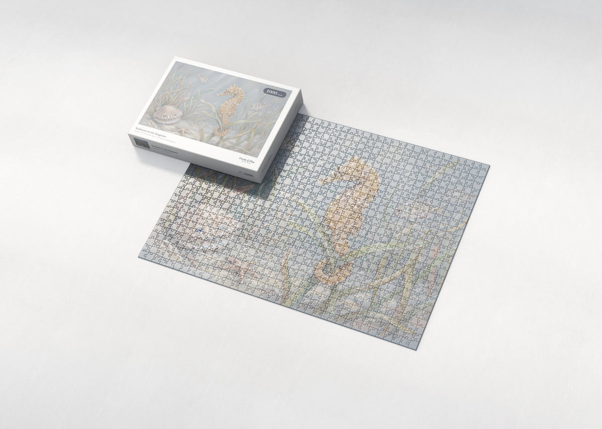 Seahorse in the Seagrass jigsaw puzzle - box and puzzle