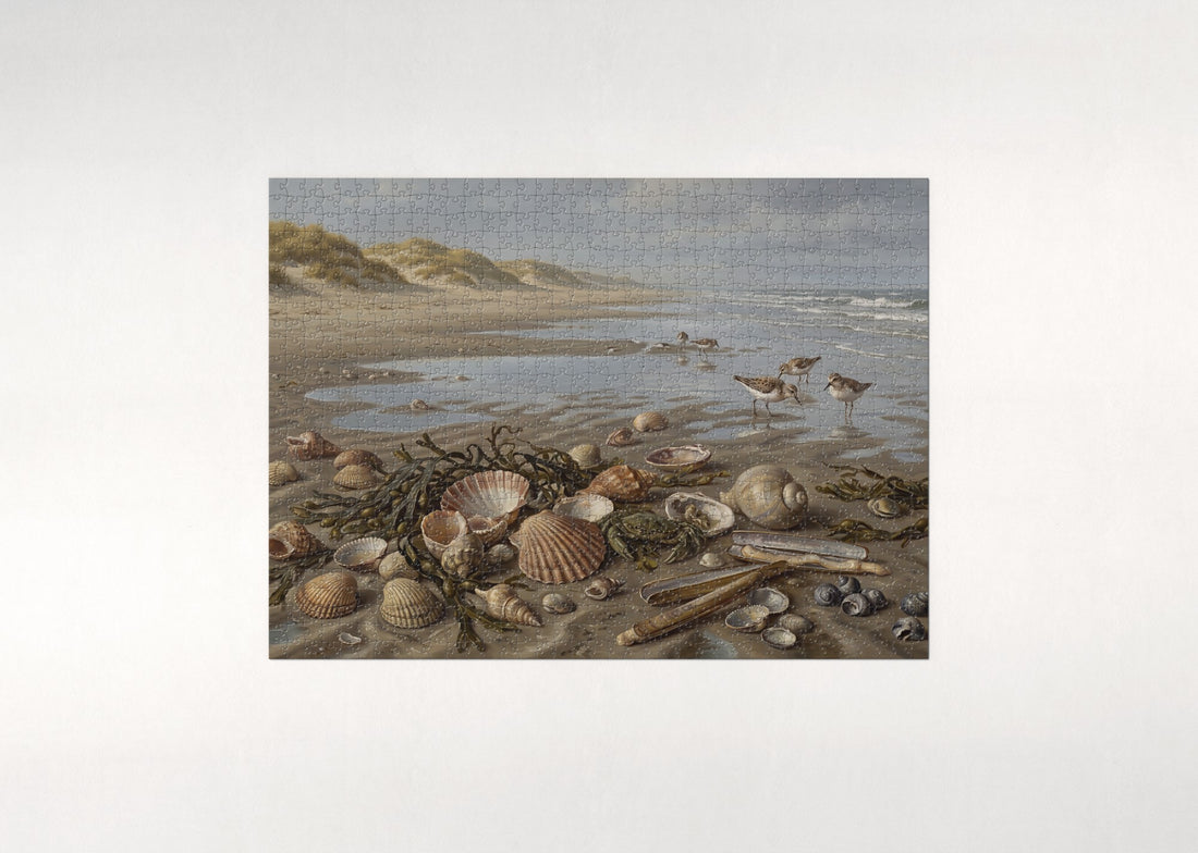 Seashells on the Beach at Low Tide jigsaw puzzle - gift box