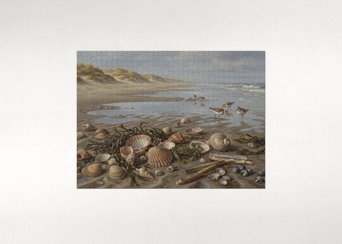 Seashells on the Beach at Low Tide jigsaw puzzle - flat puzzle