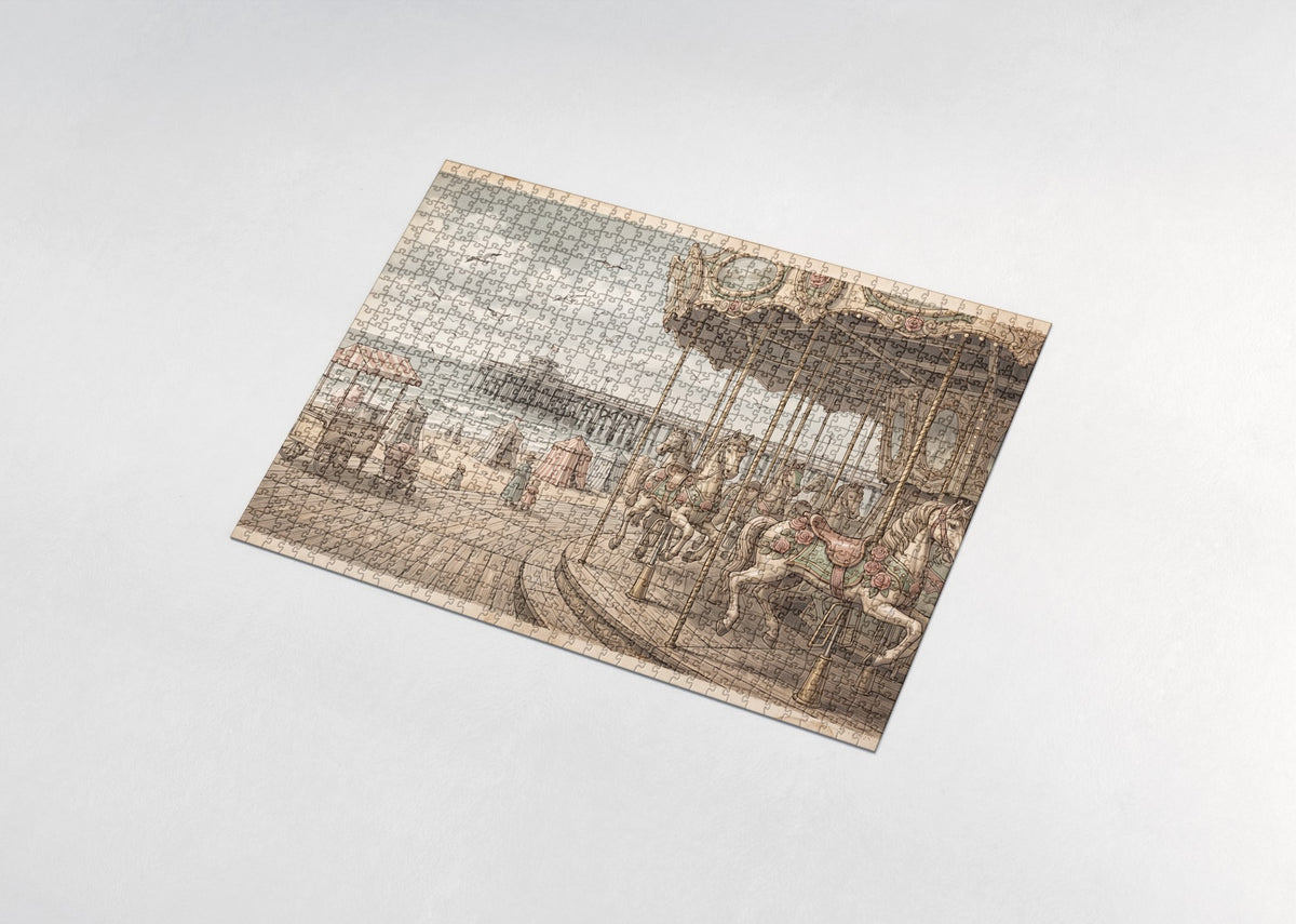 Seaside Boardwalk Carousel jigsaw puzzle - assembled puzzle