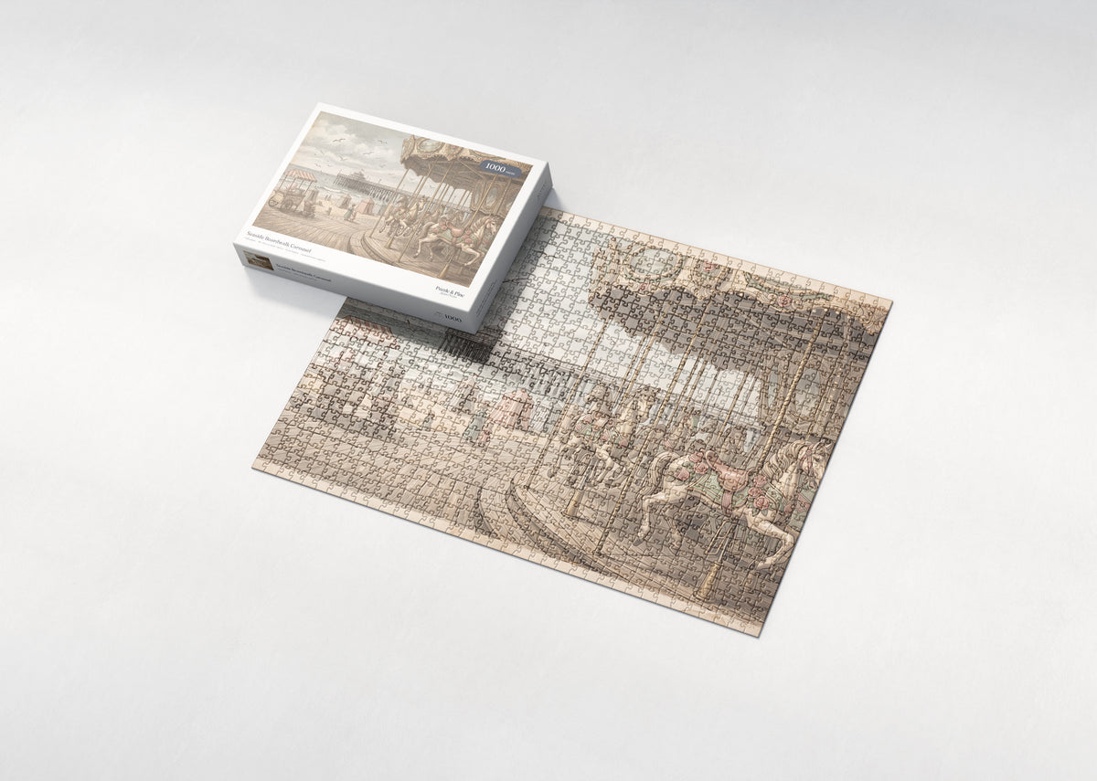 Seaside Boardwalk Carousel jigsaw puzzle - box and puzzle