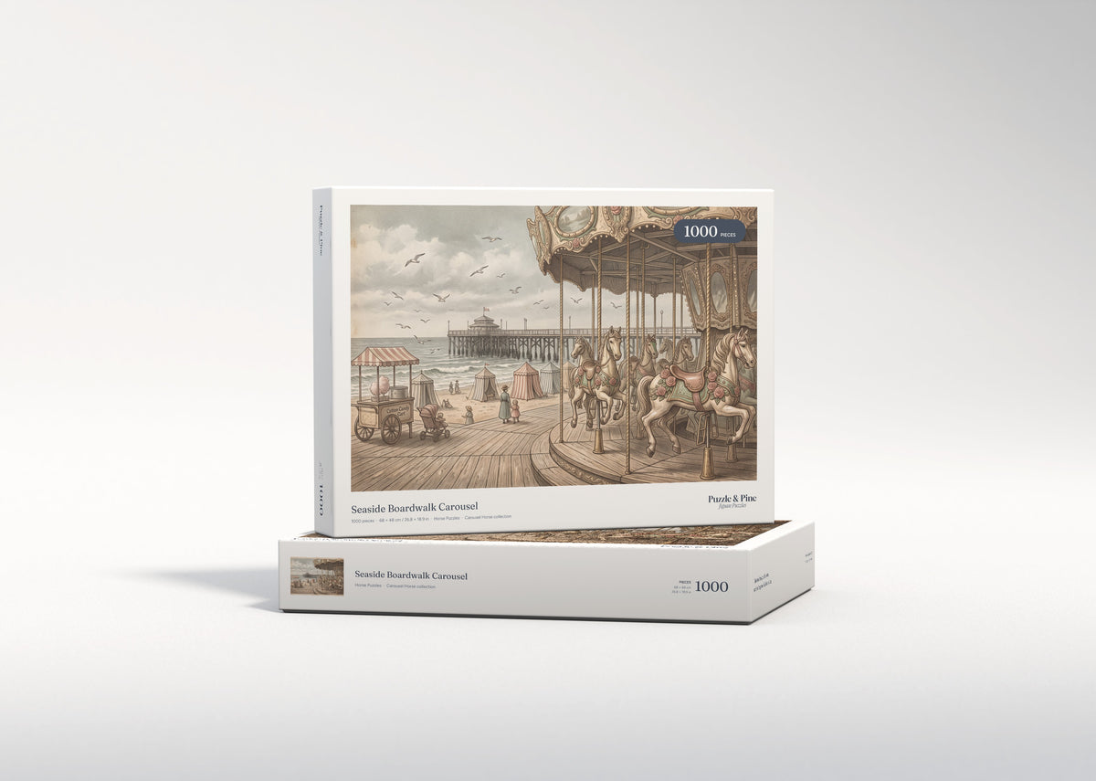 Seaside Boardwalk Carousel jigsaw puzzle - gift box