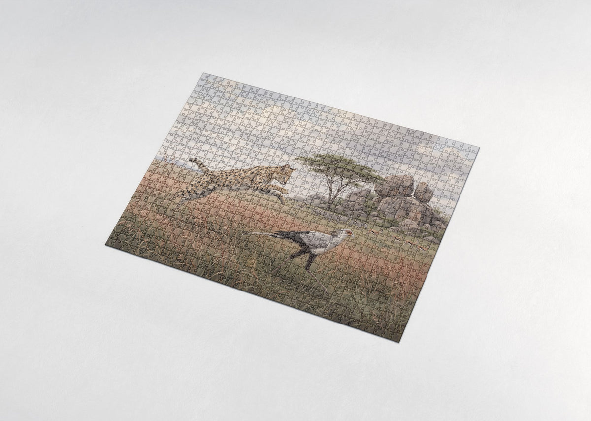 Serval Leaping in the Savanna jigsaw puzzle - assembled puzzle