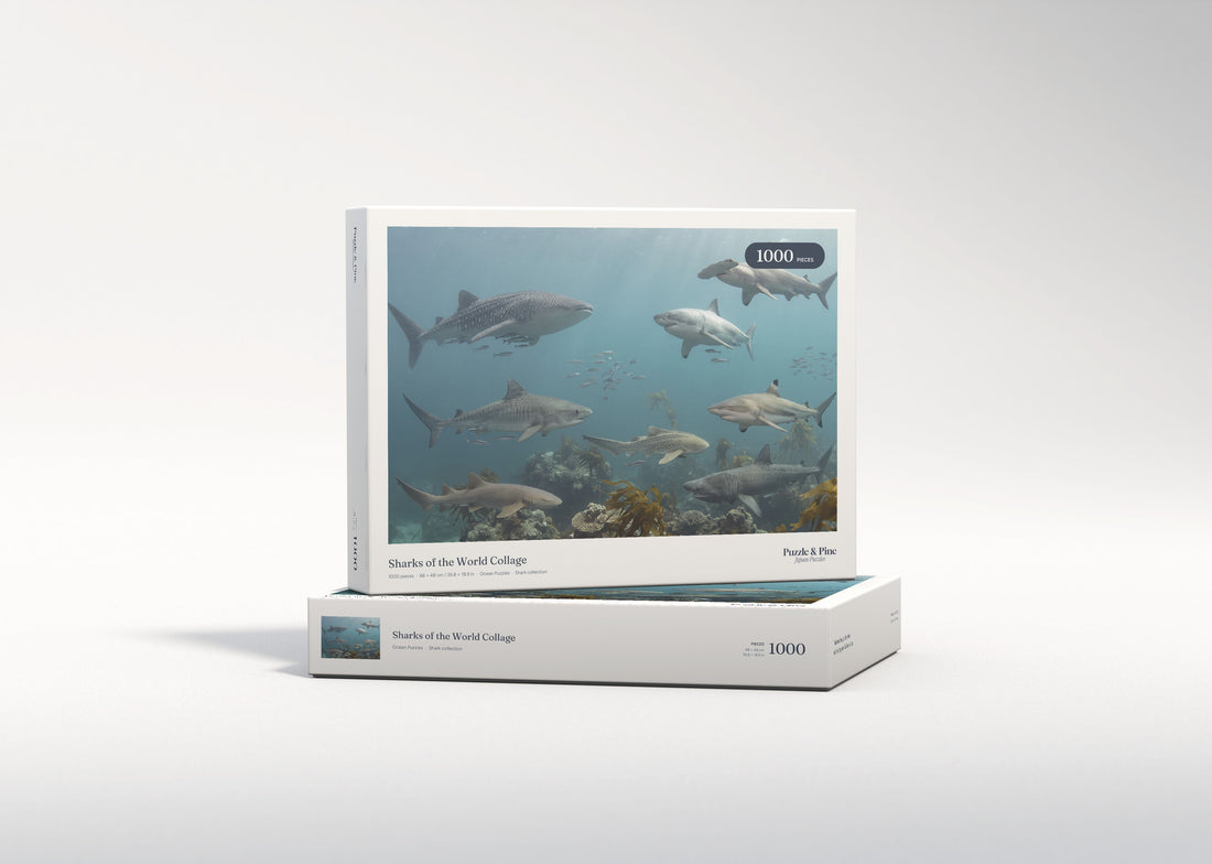 Sharks of the World Collage jigsaw puzzle - gift box